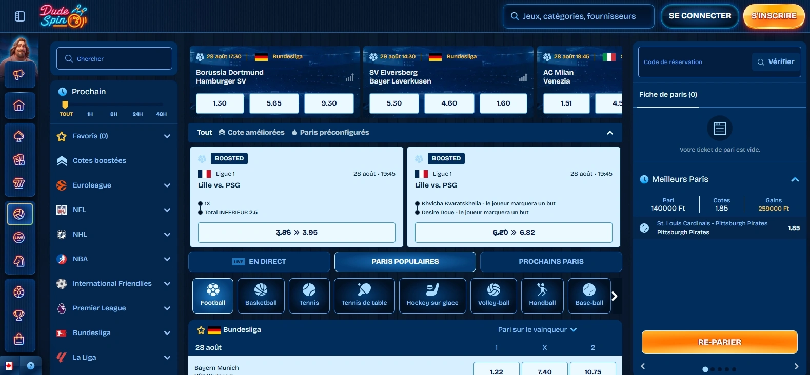 parier et gagnez avec le bonus disponible sur dudespin