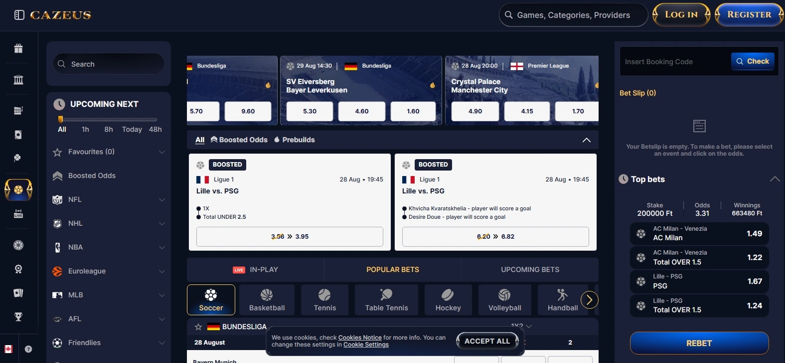 parier et gagnez avec le bonus disponible sur cazeus