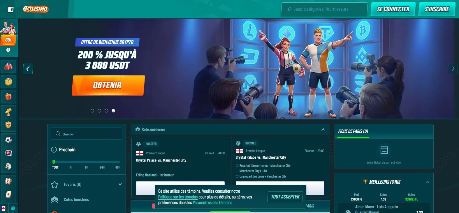 parier et gagnez avec le bonus disponible sur golisimo